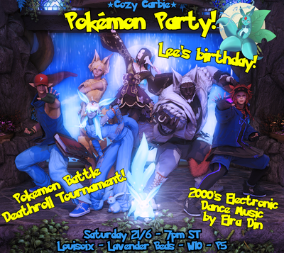 Event image for Cozy Carbie: Lee's Birthday! PokéMon Glams! 2000s Electronic Dance Party! w. Deathroll Tourney!
