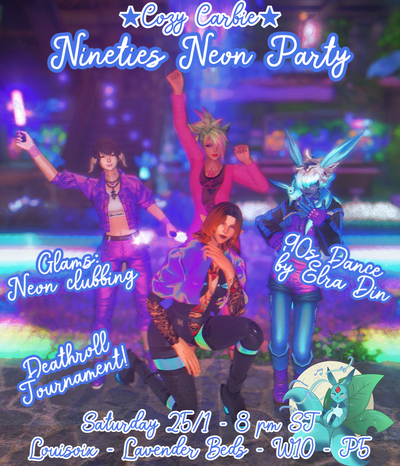 Event image for 90s Dance Party Neon Club Glams w. Deathroll Tourney @ Cozy Carbie