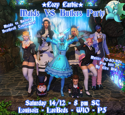 Event image for Maids vs Butlers 70-80-90s Pop Hits party w. Deathroll Tournament @ Cozy Carbie