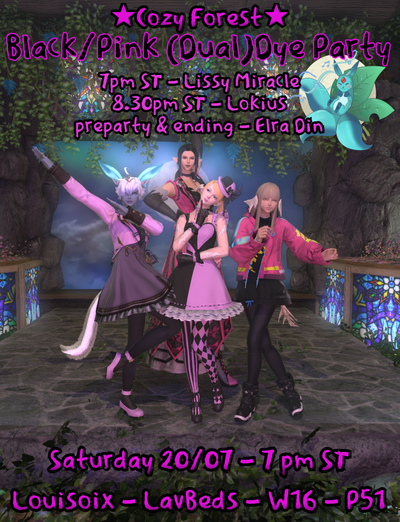 Event image for Black/Pink (Dual)Dye House Party! with Lissy Miracle & Lokius @ Cozy Forest